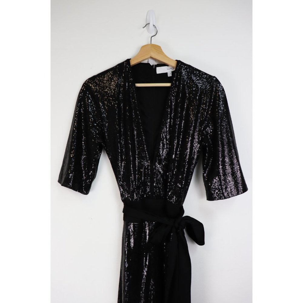 NEW Galvan Galaxy Sequin V-Neck Jumpsuit Black 6 - Picture 6 of 9